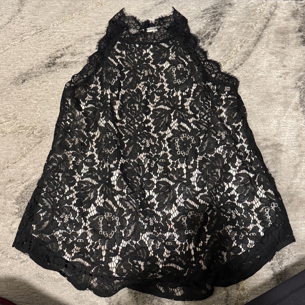 Elegant Black Lace Halter Top
